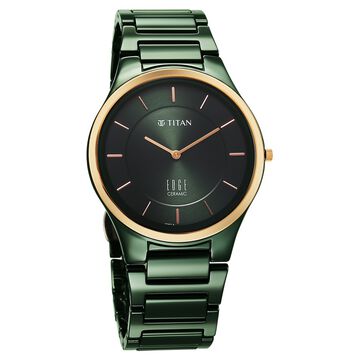 Titan Edge Bicolour Quartz Analog Green Dial And Green Ceramic Strap Watch For Men