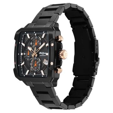 Octane Velocity Sporty Black Dial Tonneau Black And Rose Gold Steel Watch For Men