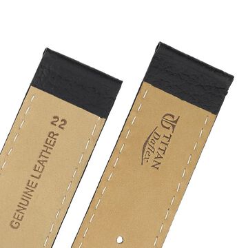 22 mm Black Genuine Leather Straps for Men