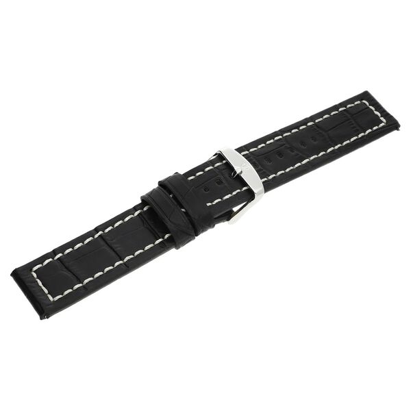 22 mm Black Genuine Leather Strap for Men - image number 3