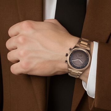 Titan Micromotors Analog with Retrograde Day and Date and Brown Dial Coffee Stainless Steel Strap Watch for Men