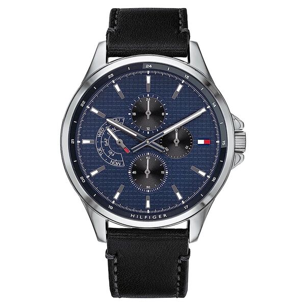Tommy Hilfiger Quartz Multifunction Blue Dial Leather Strap Watch for Men - image number 0