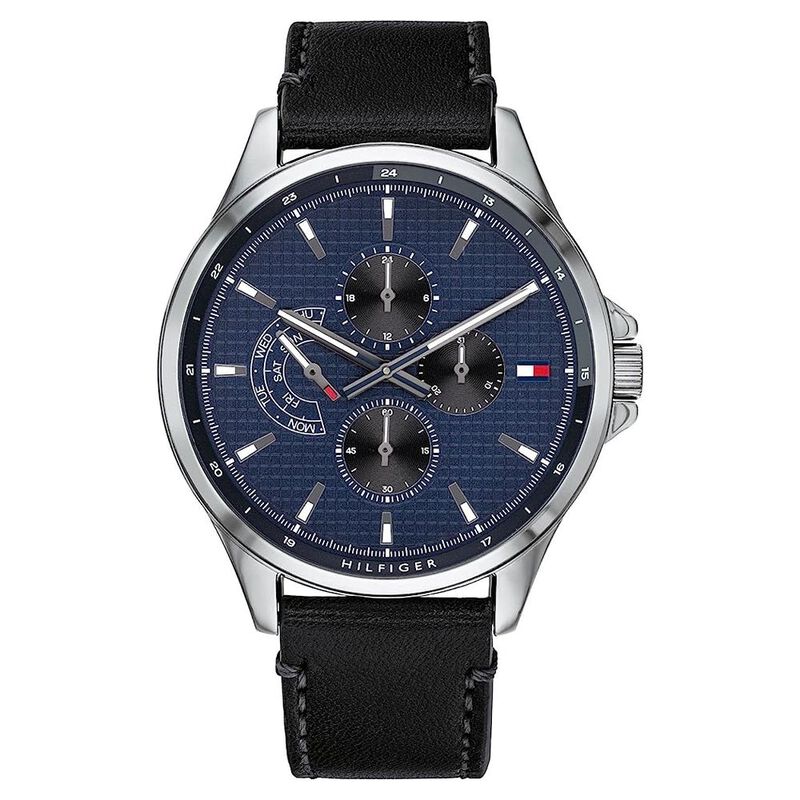 Tommy Hilfiger Quartz Multifunction Blue Dial Leather Strap Watch for Men