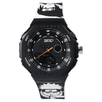 Zoop Naruto Ana-Digi Watch with Black Case and Black and White Multi Color Strap for Kids and Anime lovers, By Titan
