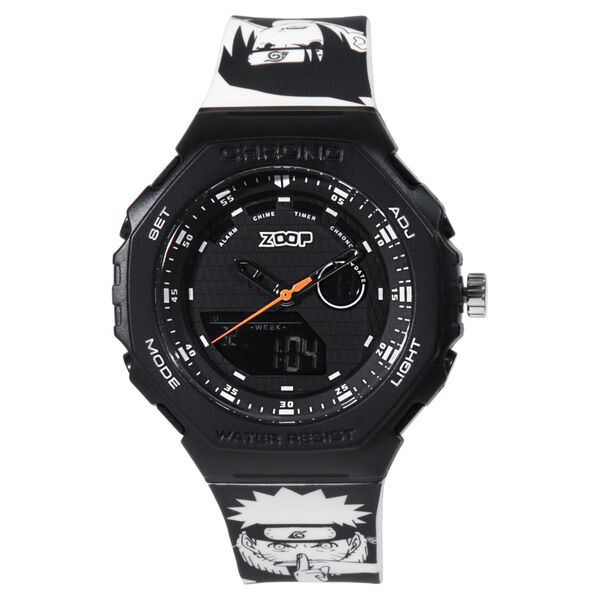 Zoop Naruto Ana-Digi Watch with Black Case and Black and White Multi Color Strap for Kids and Anime lovers, By Titan - image number 1