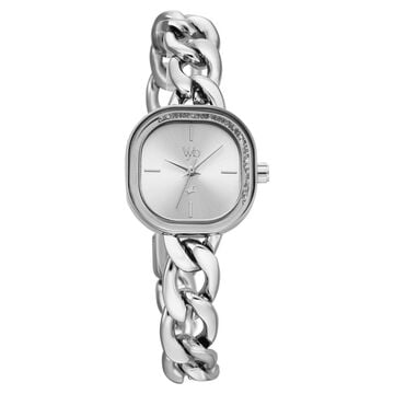 Vyb Starlet By Fastrack Quartz Analog Silver Dial Silver Metal Strap Watch For Girls