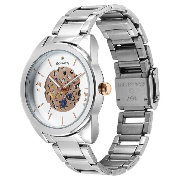 Sonata Unveil Quartz Multifunction Silver Dial Stainless Steel Strap Watch for Women - image number 1