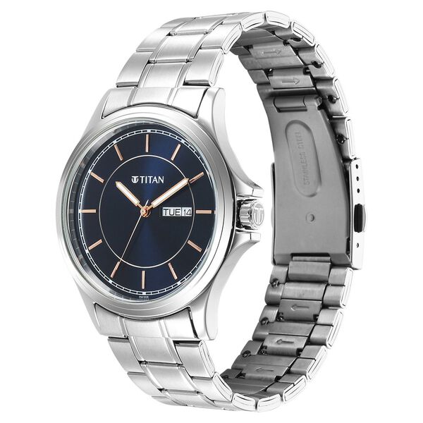 Titan Quartz Analog Blue Dial Metal Strap Watch for Men - image number 2