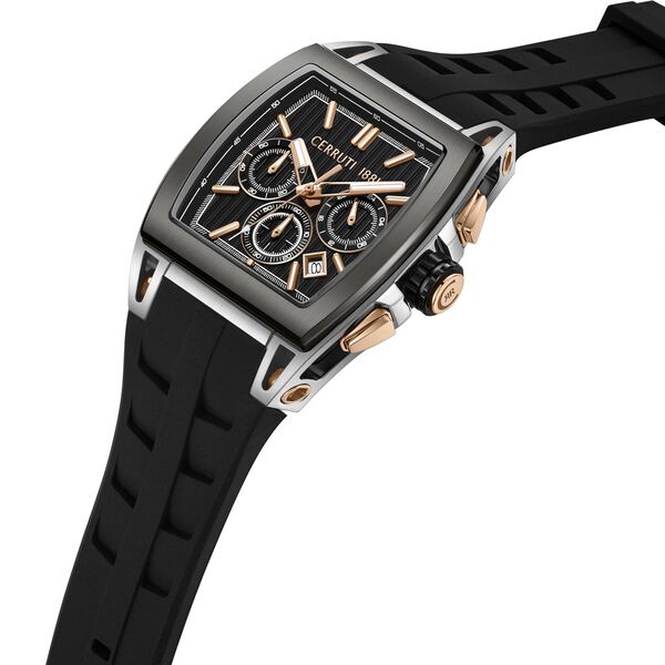 Cerruti 1881 Quartz Chronograph Black Dial Black Colour Silicone Strap Watch For Men - image number 1