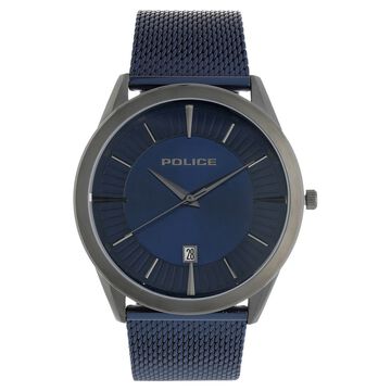 Police Quartz Analog with Date Blue Dial Metal Strap Watch for Men