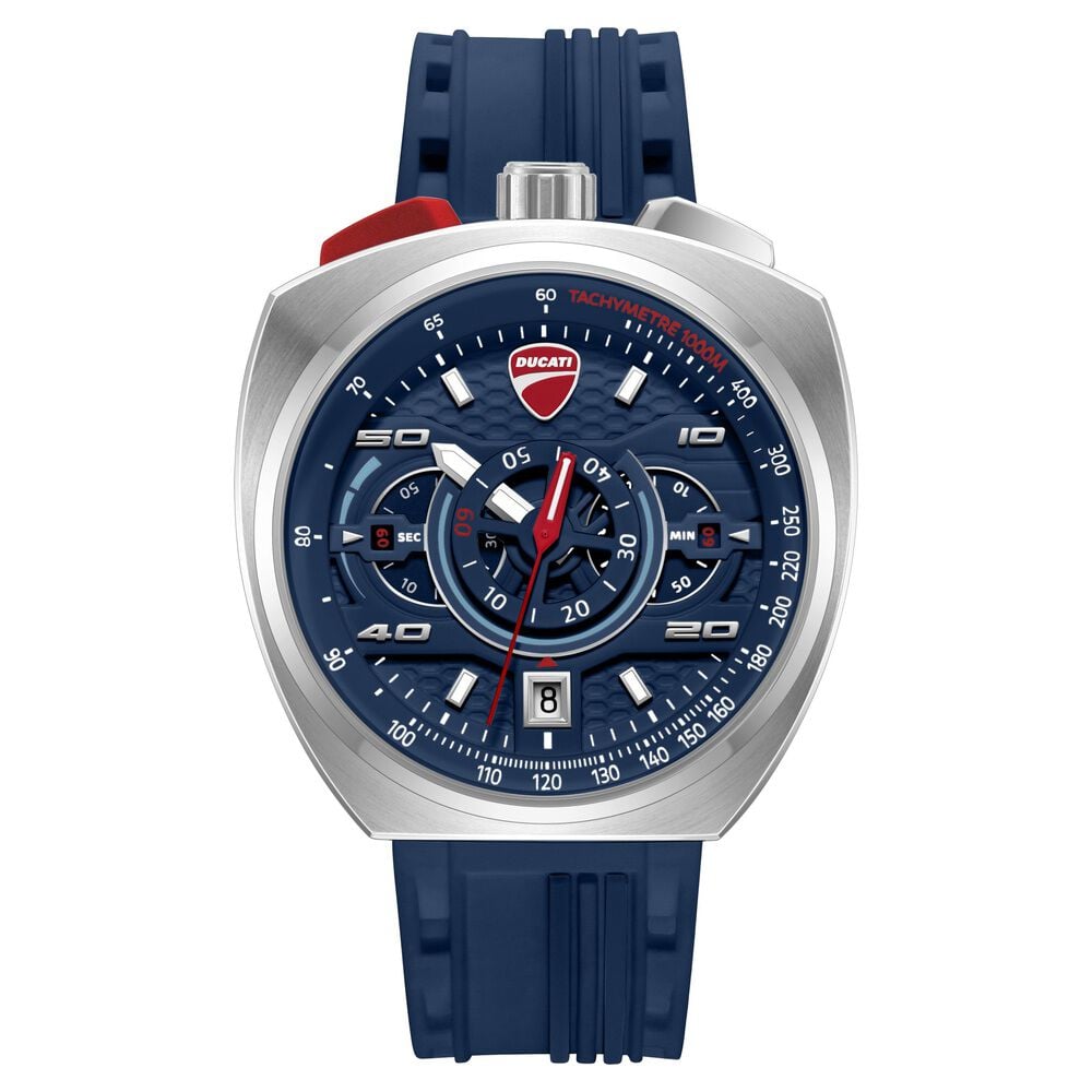 Ducati Quartz Chronograph Blue Dial Blue Silicone Strap Watch For Men-image-21