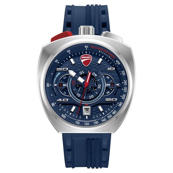 Ducati Quartz Chronograph Blue Dial Blue Silicone Strap Watch For Men - image number 0