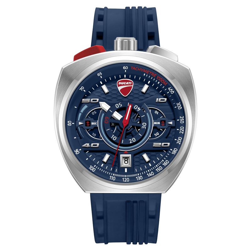 Ducati Quartz Chronograph Blue Dial Blue Silicone Strap Watch For Men
