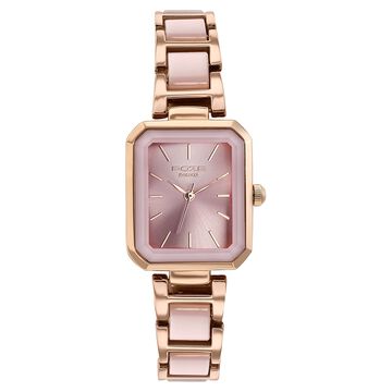 Sonata Poze Quartz Analog Pink Dial Two Toned Metal & Plastic Strap Watch For Women