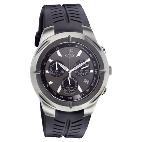 Xylys Swiss Chronograph Black Plastic Strap and Silver Dial Watch For Men - image number 0