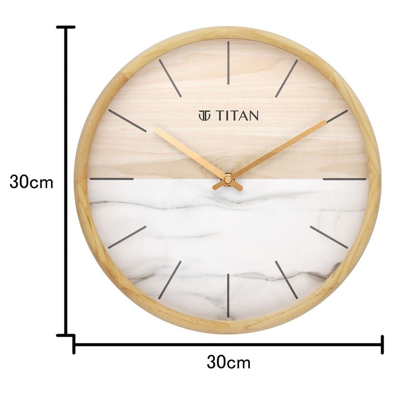 Titan Wooden Clock with Wood & Stone Textures 30 x 30 cm (Medium Size) - image number 3