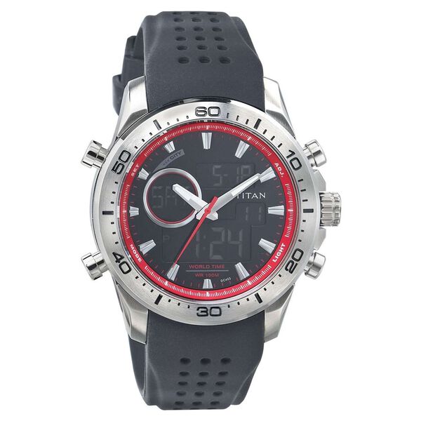 Titan Ana Digi Black Dial Quartz Digital Plastic Strap watch for Men - image number 0