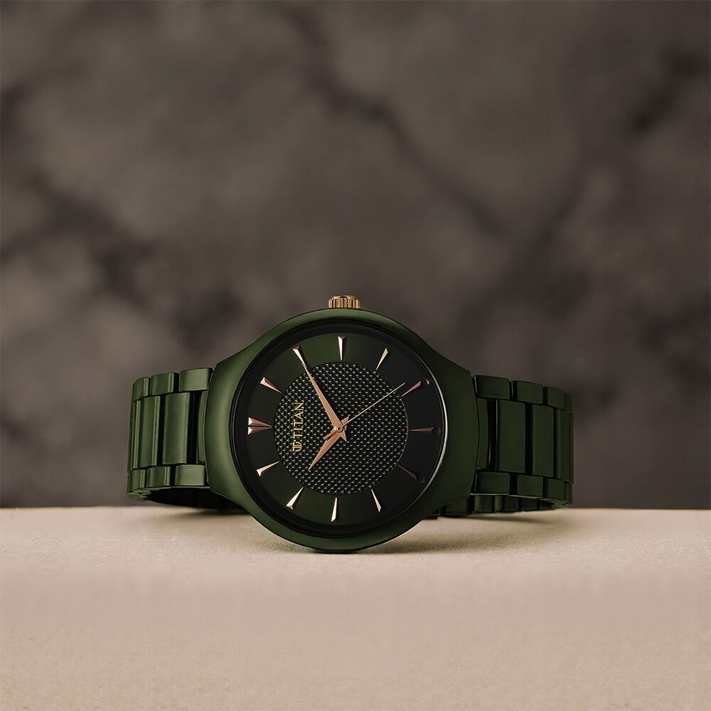 Titan Regalia Ceramics Quartz Analog Green Dial Green Color Ceramic Strap Watch For Men-image-14