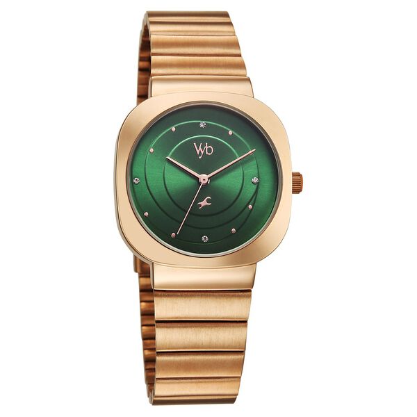 Fastrack Vyb Mirage Quartz Analog Green Dial Metal Strap Watch For Girls - image number 2
