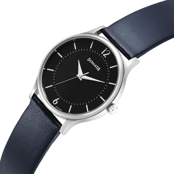 Sonata Aspire Quartz Analog Black Dial Leather Strap Watch for Men - image number 1
