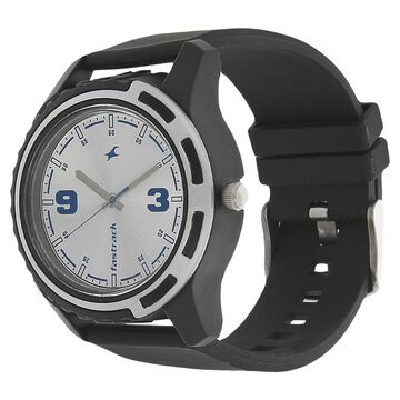Fastrack Quartz Analog Silver Dial Plastic Strap Watch for Guys