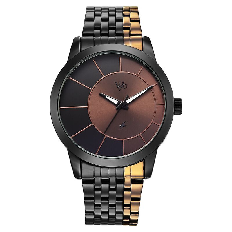 Vyb Phantom By Fastrack Quartz Analog Two Toned Dial Two Toned Stainless Steel Strap Watch For Guys