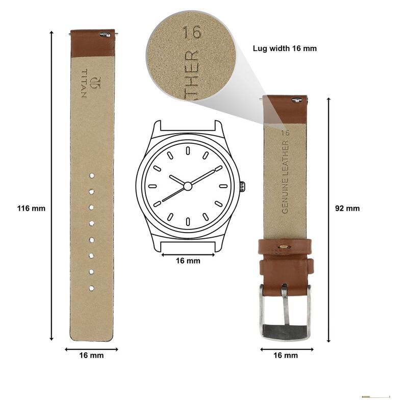 16 mm Brown Genuine Leather Strap for Women - image number 1