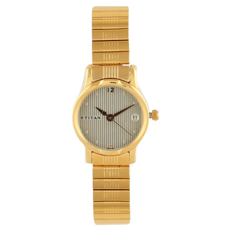Titan Karishma Champagne Dial Women Watch With Stainless Steel Strap
