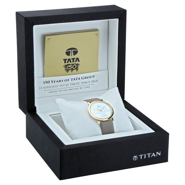 Titan Tata 150 Limited Edition White Dial Analog Leather Strap watch for Women - image number 4