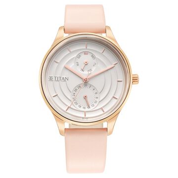 Titan Neo Workdays Silver Dial Women Watch With Leather Strap