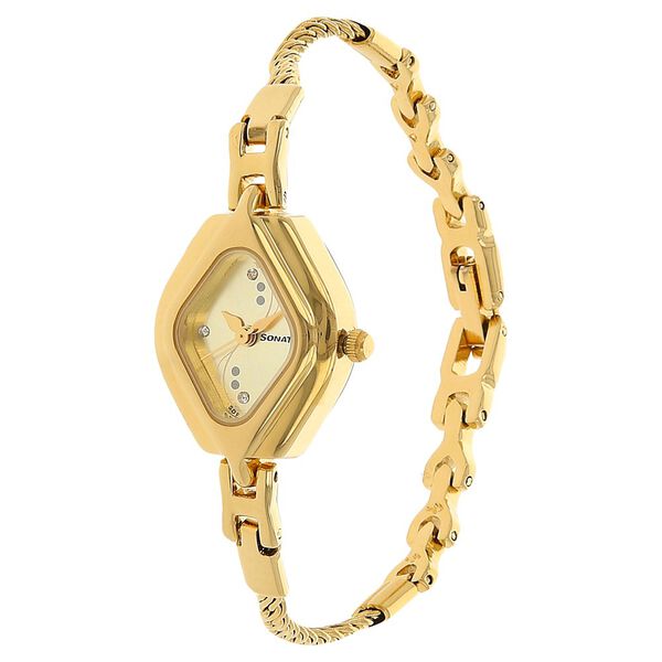 Sonata Wedding Champagne Dial Women Watch With Metal Strap - image number 1