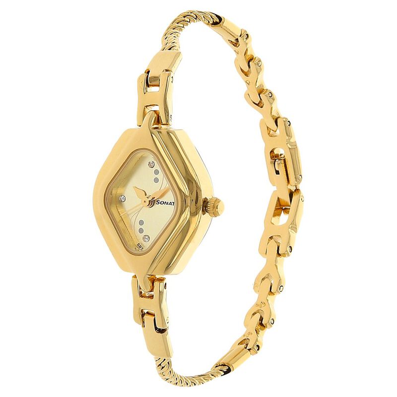 Sonata Wedding Champagne Dial Women Watch With Metal Strap - image number 1