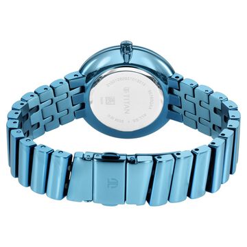Titan Purple Unending Beauty Blue Dial Analog Stainless Steel Strap Watch for Women