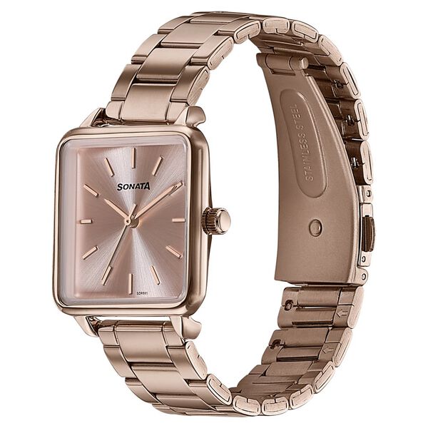 Sonata Wedding Edit Quartz Analog Pink Dial Stainless Steel Strap Watch For Women - image number 3