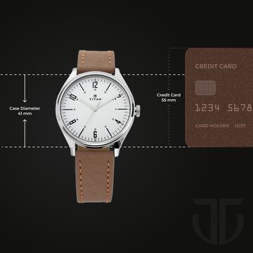 Titan Men's Urban Edge Lustrous Silver Dial Leather Watch