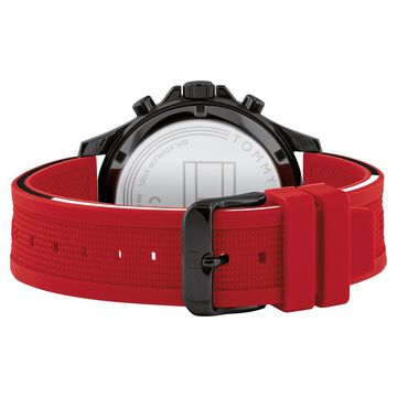Tommy Hilfiger Quartz Multifunction Black Dial Silicone Strap Watch for Men