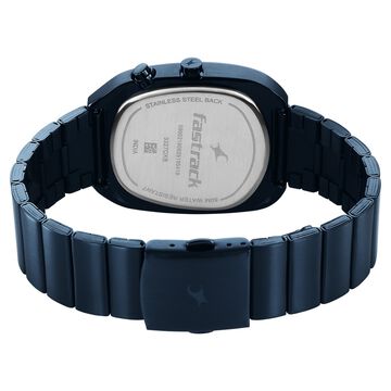 Fastrack UFO Quartz Multifunction Black Dial Blue Stainless Steel Strap Watch For Guys