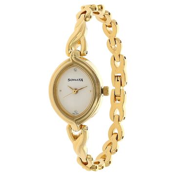 Sonata Quartz Analog White Dial Metal Strap Watch for Women