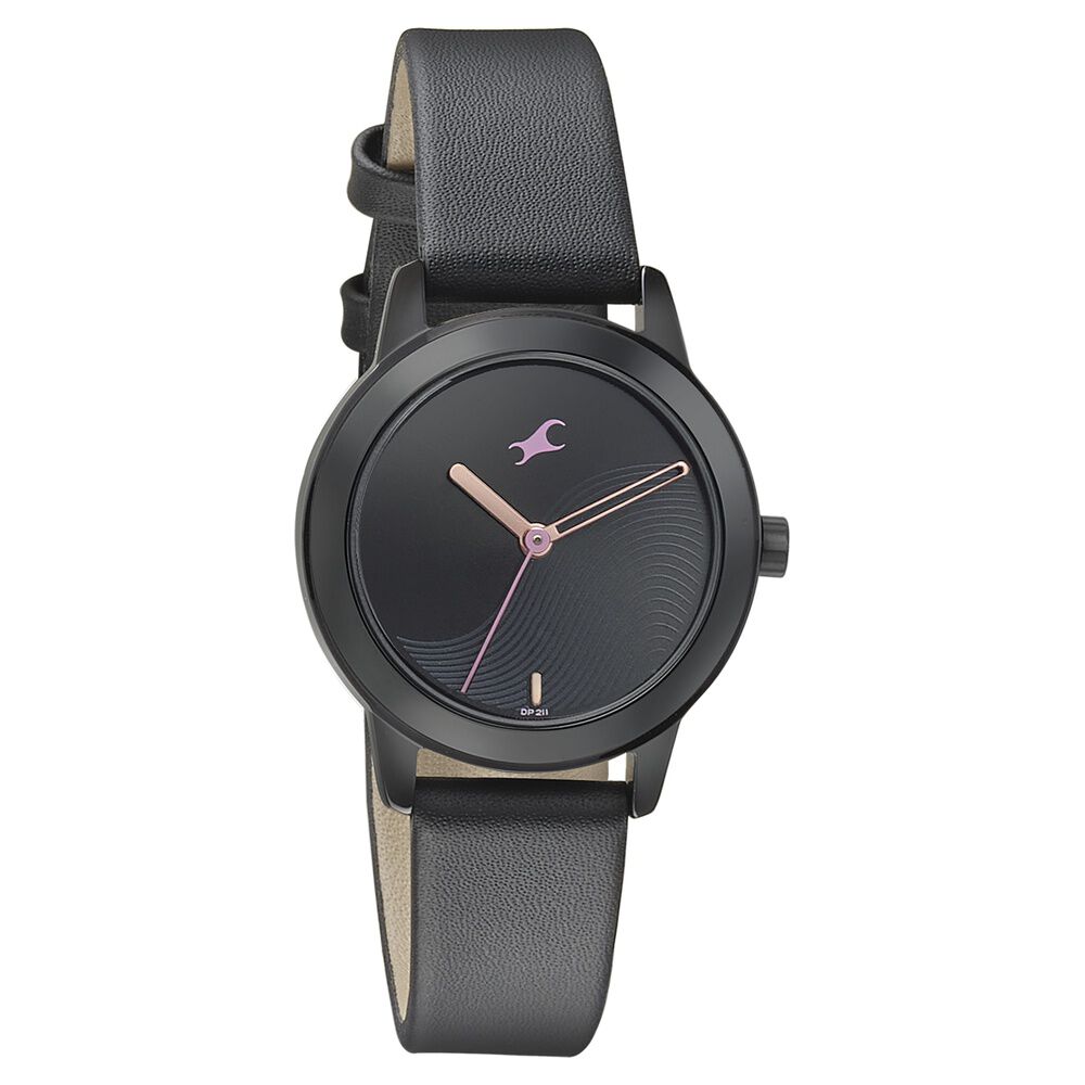Buy Online Fastrack Pulse Quartz Analog Black Dial Leather Strap Watch for Girls 68008nl01 Titan
