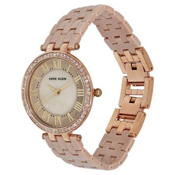 Anne Klein Quartz Analog Mother of Pearl Dial Ceramic Strap Watch for Women