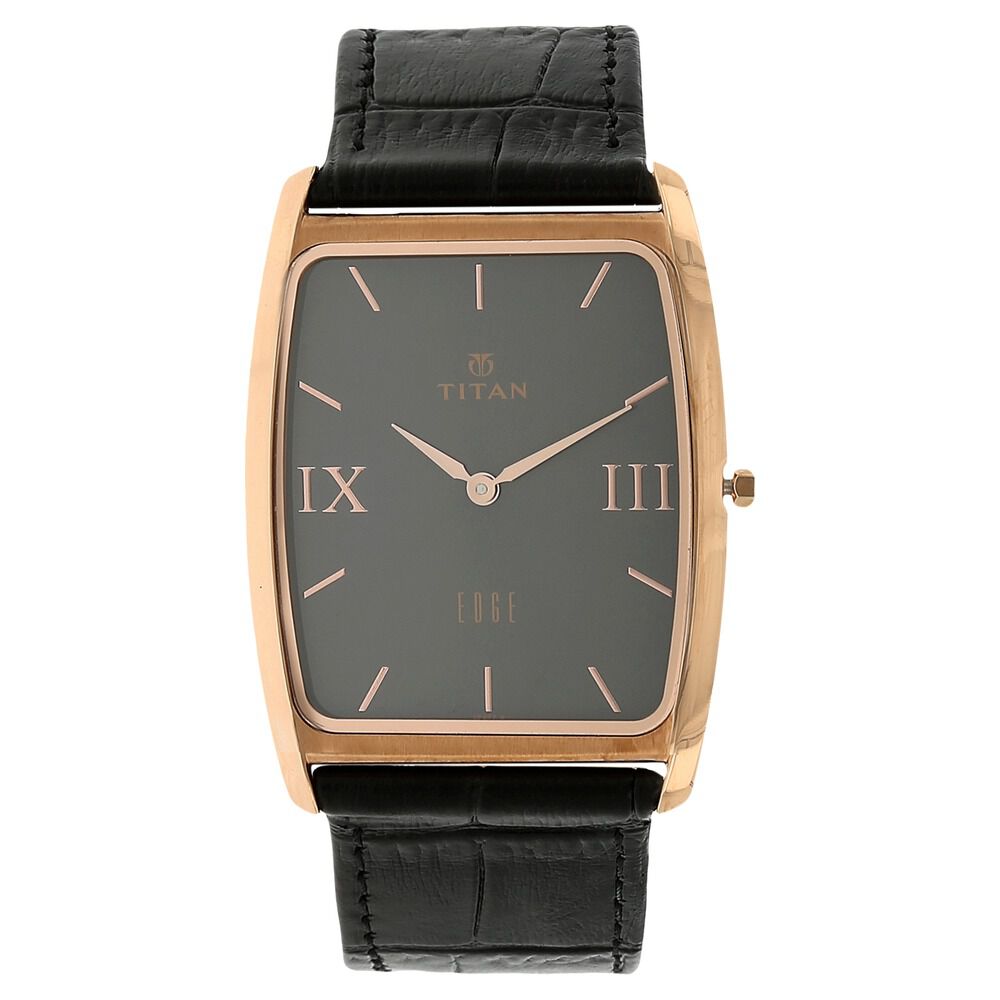 Buy Online Titan Quartz Analog Grey Dial Leather Strap Watch for Men nh1596wl02 Titan