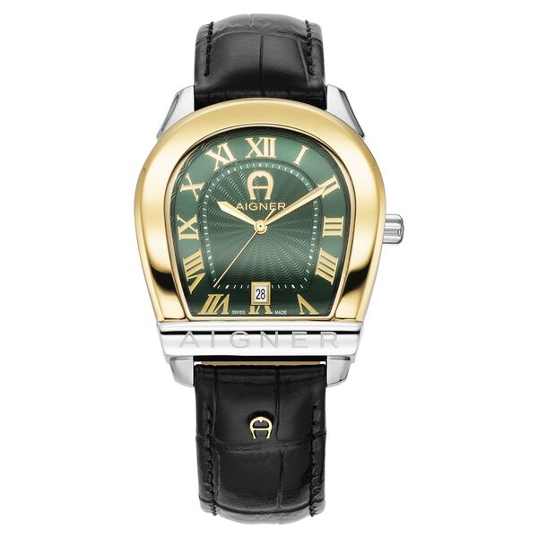 Aigner Siena Quartz Analog with Date Green Dial Black Leather Strap Watch For Women - image number 0