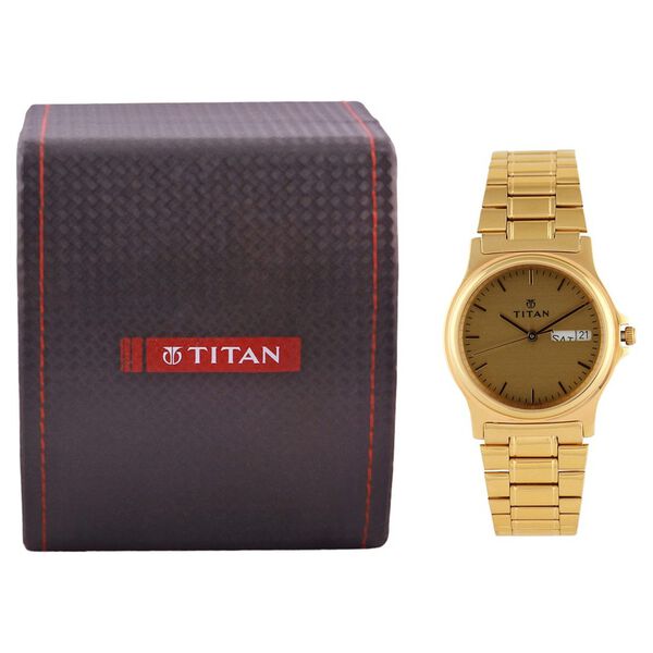 Titan Quartz Analog with Day and Date Champagne Dial Watch for Men - image number 4