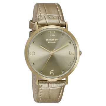 Sonata Poze Quartz Analog Golden Dial Leather Strap Watch for Women