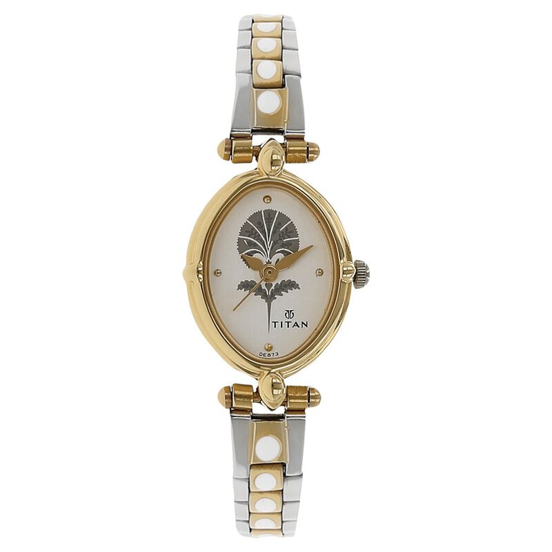 Titan Quartz Analog Silver Dial Stainless Steel Strap Watch for Women
