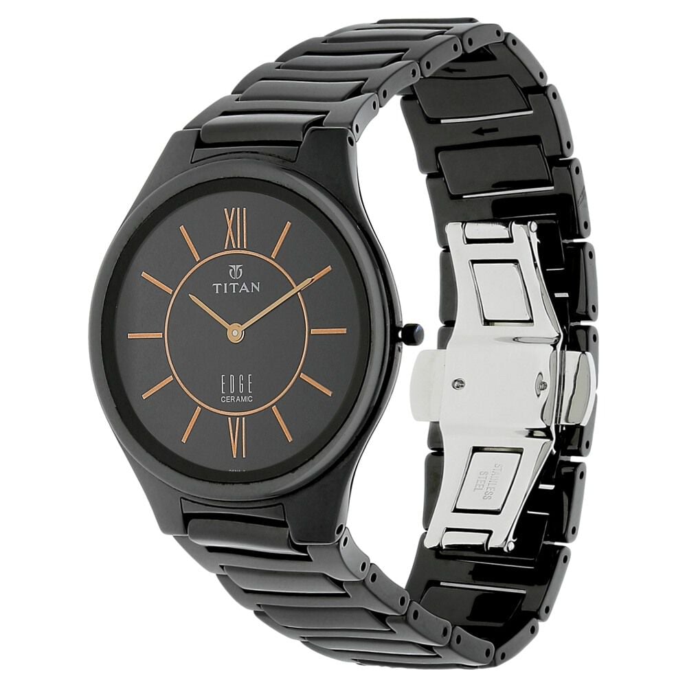 Buy Online Titan Edge Ceramic Slim Ceramic Strap Rich Black Dial Analog Watch for Men ns1696nc01 Titan