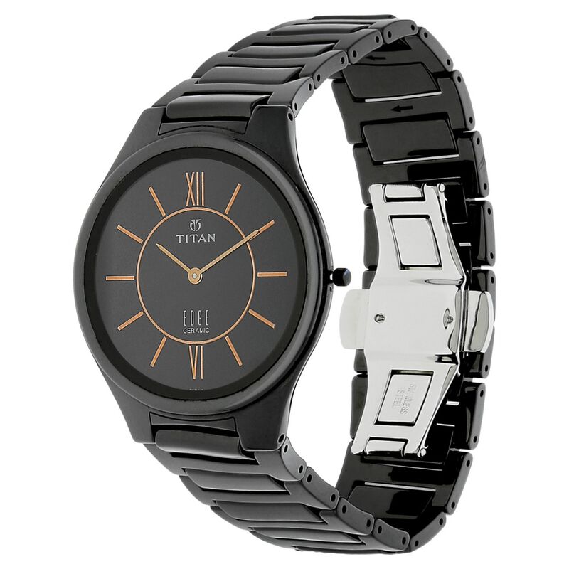 Buy Online Titan Edge Ceramic Quartz in Rich Black Dial Watch for Men
