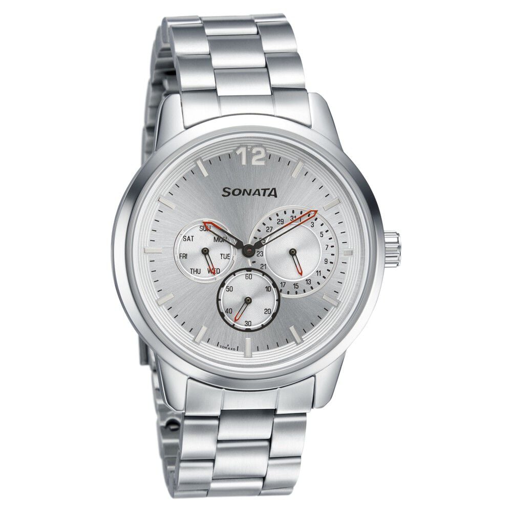 Sonata Quartz Analog Silver Dial Metal Strap Watch for Men-picture-38