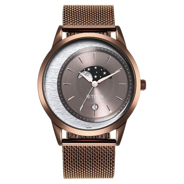 Titan Crescent Brown Dial Analog Stainless Steel Strap watch for Men - image number 1