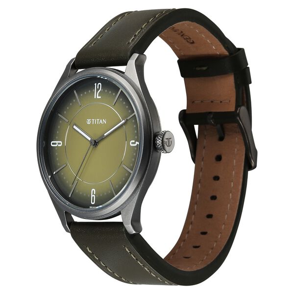 Titan Neo Basics Analog with Green Dial Green Leather Strap Watch for Men - image number 4